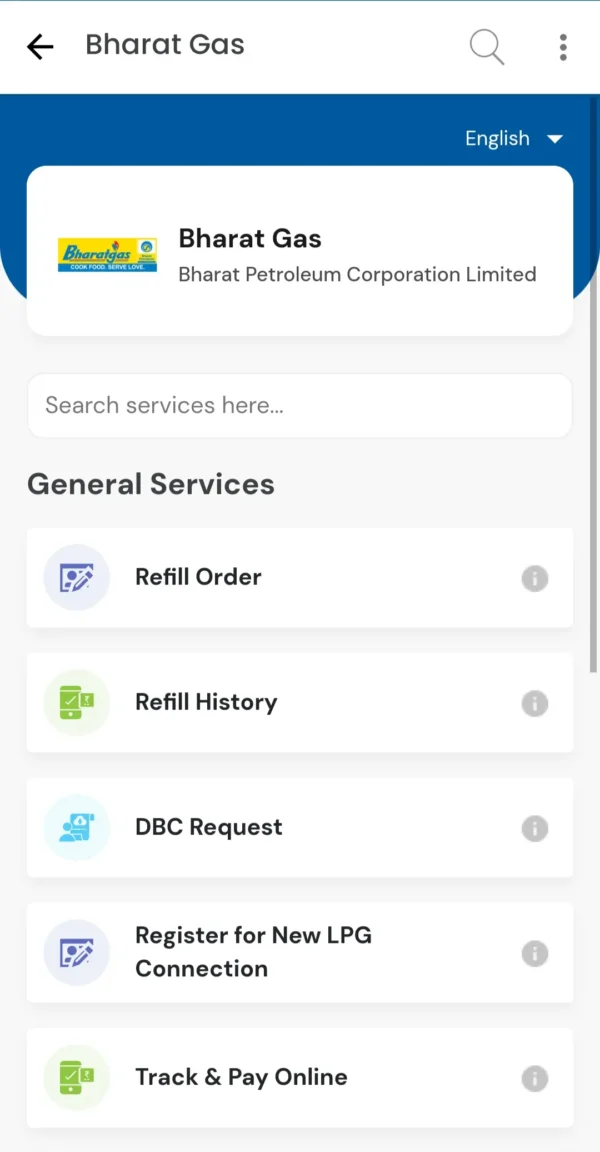 bharat gas refill section in umang app